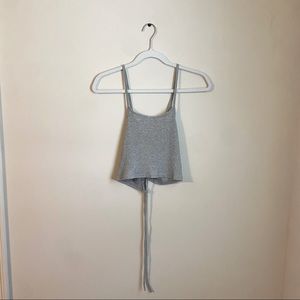 Gray lace up back crop top